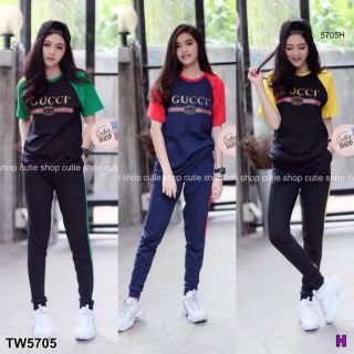 TW5705 Set 2 เสื้อยืดทูโทน+ขายาว