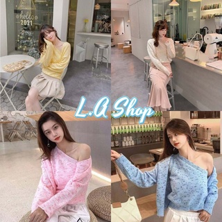 L.A Shop พร้อมส่ง  เสื้อคลุมไหมพรม+เสื้อกล้าม สีพาสเทลน่ารักสีคิ้วมาก "4Y020"