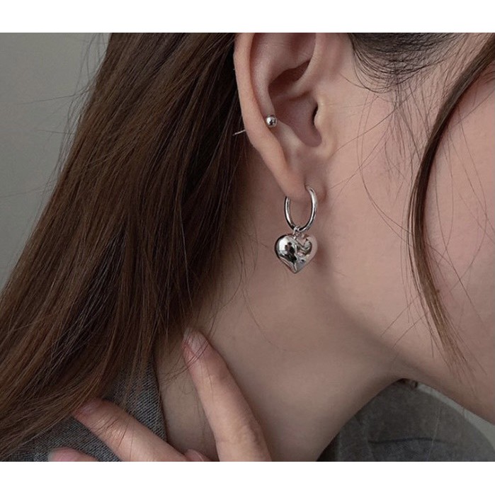 33_goodgift_station - Hoop Heart earrings silver 925