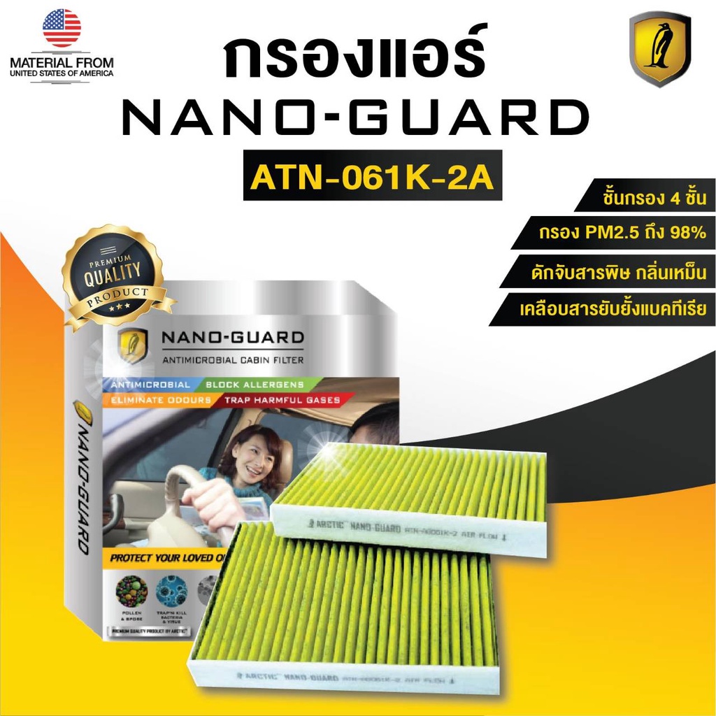 Benz A-Class W169 (2004-2012) ATN-061K-2A (กรองแอร์ ARCTIC NANO-GUARD FILTER ฆ่าเชื้อโรค+ดูดกลิ่นเหม