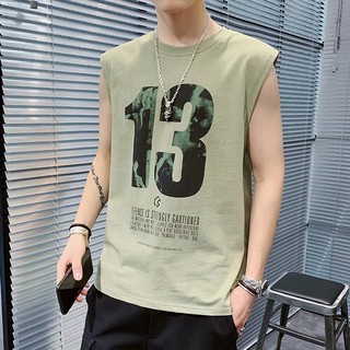 [5 สี] เสื้อยืดแขนกุดแฟชั่นผู้ชายกีฬาฤดูร้อนสไตล์ยุโรปและอเมริกาฟิตเนสสไตล์ฮ่องกงแขนกุดหลวมเสื้อยืดฮิปฮอป