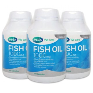 Mega We Care Fish Oil 1000 mg ป้องกันการอุดตันของหลอดเลือด (100 แคปซูล) x 3 ขวด