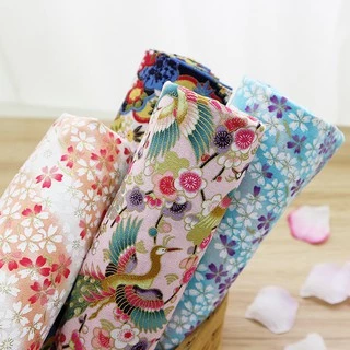 50x145 ซม.100% ผ้าฝ้ายผ้าลินินญี่ปุ่นกิโมโนร้อนปั๊มผ้าทองสําหรับ Patchwork Quilting ผ้า kain
