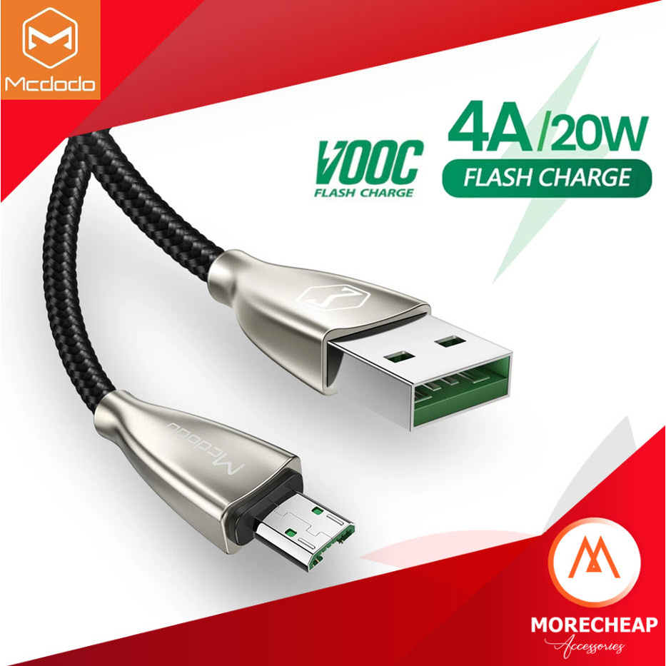 🔥ถูก/แท้🔥Mcdodo สายชาร์จ Oppo Vooc 4A 20W สายถัก Micro Cable รองรับ VOOC A37 F7 F5 A5 A3S A7