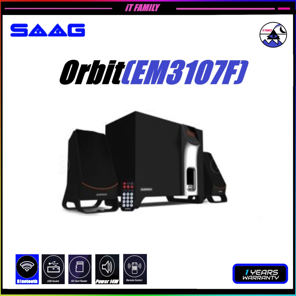 ลำโพง SAAG orbit (EM3107F)2.1 ลำโพงคอมพิวเตอร์ Bluetooth USB SD CARD