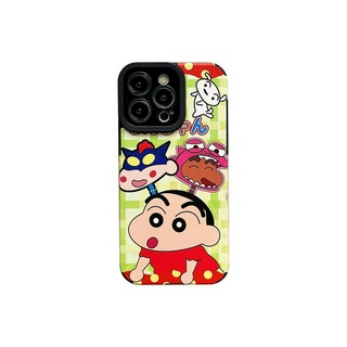 เคสป้องกันโทรศัพท์มือถือหนัง ลายการ์ตูนชินจัง กันกระแทก สําหรับ iPhone 14Promax 14Pro 14 13 12 11 X 8P 7P 7