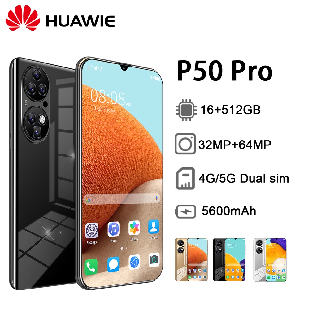 Huawie P50 Pro 5G มือถือราคาถูก 16g Ram 512g Rom 5600mAh android โทรศัพท์มือถือ รองรับทุกซิมการ์ดในประเทศไทย