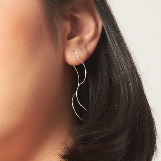 ต่างหูสร้อยเงินแท้ 92.5% ต่างหูเกลียว  Wavy Wire Earrings