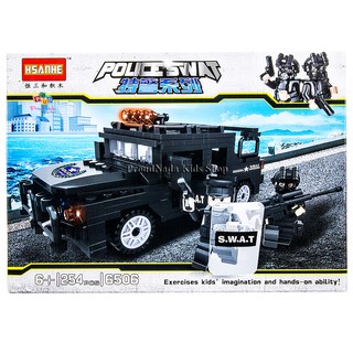 ProudNada Toys ของเล่นเด็กชุดตัวต่อเลโก้หน่วยสวาท HSANHE POLICE SWAT254 PCS 6506