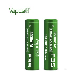 ถ่านชาร์จ Vapcell INR18650 3500 mAh 10A 3.7V 2 ก้อน รุ่น F35 สีเขียว ของแท้ แถมกระเป๋าใส่ถ่าน