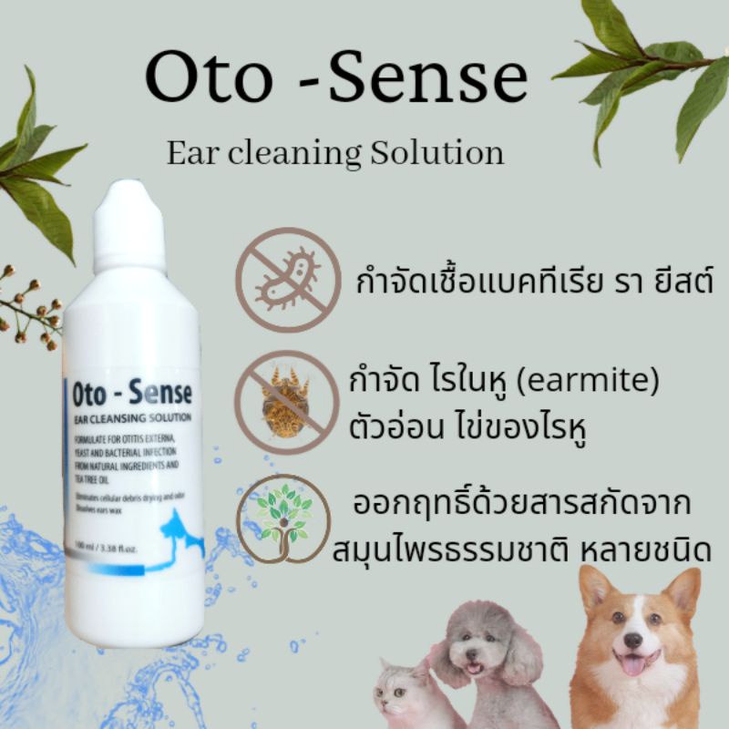 น้ำยาล้างหู สุนัขและแมว อ่อนโยน Otosense 100 ml
