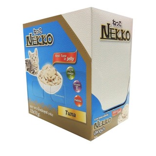 Nekko Tuna Topping Sasami อาหารแมวเน็กโกะ รสปลาทูน่า ในเยลลี่70g 1 โหล