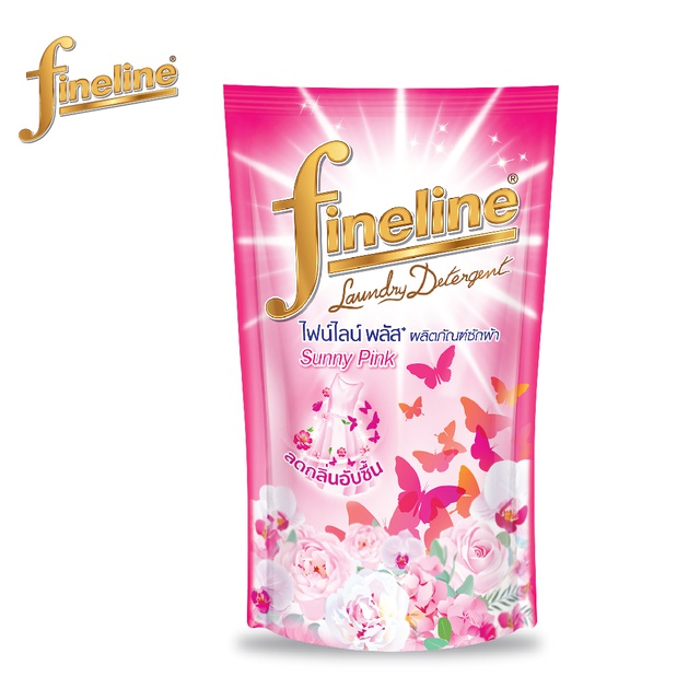 Fineline ไฟน์ไลน์ซักผ้าพลัส สูตรลดกลิ่นอับชื้น ถุงสีชมพู 400 มล. Sunny Pink