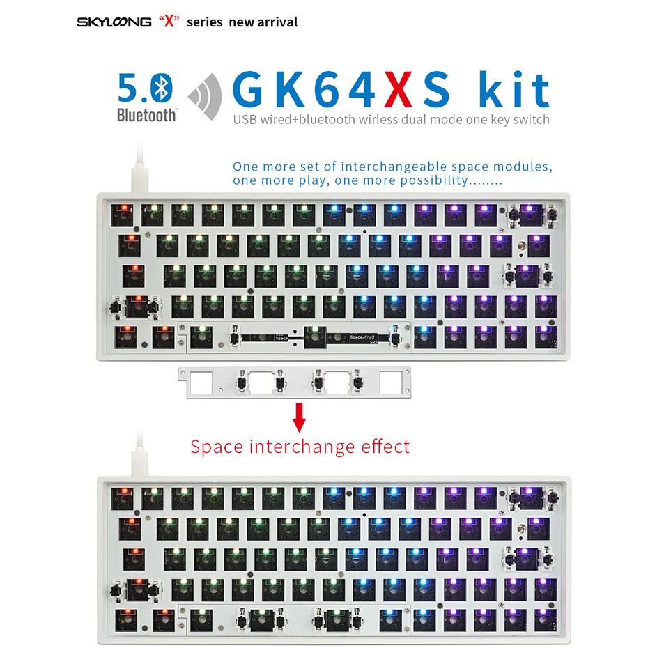 คีย์บอร์ด GK64 GK64x GK64xs เคสสีขาว สีดำ 60% GK Hotswap Bluetooth Hot swappable Custom Mechanical keyboard
