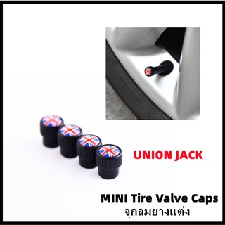 จุกลมยาง MINI COOPER ลาย [Union Jack] (1 ชุด = 4 อัน) มีวาล์วกันลมรั่ว - Car Tire Valve Caps สำหรับ MINI ทุกรุ่น