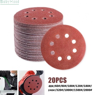 【Big Discounts】20pcs 5Inch/125mm Round Sandpaper 8 Hole Sanding Disc Hook &amp; Loop Grit 40-2000#BBHOOD