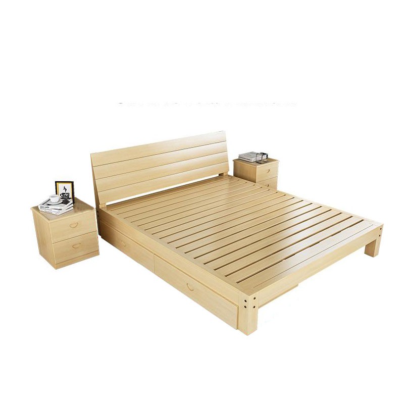 BAIERDI MALL เตียงนอน 6/5/4 ฟุต bed เตียงไม้เนื้อแข็ง 1.5 ม. เตียงคู่ ไม้เนื้อสน ประหยัด ทันสมัยเรียบง่าย 1.8 ม. เตียงเดี่ยว 1.2 ม