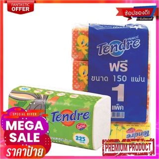 เทนเดอร์ กระดาษเช็ดหน้า ลายการ์ตูน บรรจุ 225 แผ่น x 6 ห่อTendre Soft Box Facial Tissue Cartoon 225 Sheets x 6 Packs