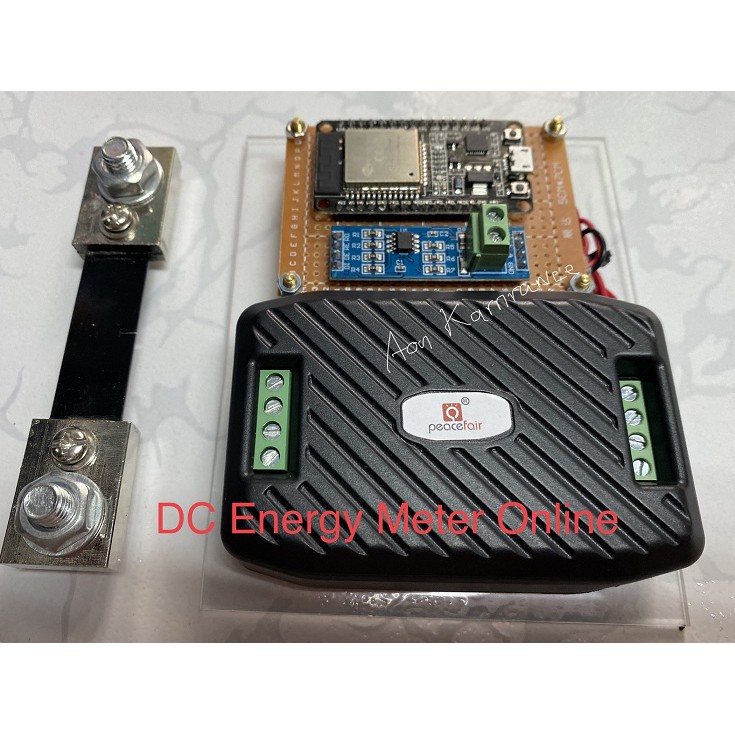 DC Energy Online บอร์ด IoT วัดแรงดันแบตเตอรี่กระแสตรงออนไลน์ DC 300V 100A ด้วย App Blynk ใช้ Shunt 1