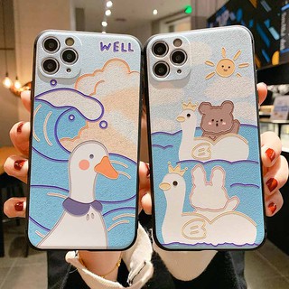 Cartoons lovely duck Bear เคส Samsung Galaxy A52S A72 A52 A32 A42 A12 A71 A51 A31 A21S A70 A50 A30 A30S A50S A20 M51 M10 A10 A40 A750 A71 2018 5G case tpu ผู้หญิง ซิลิก้าเจล เคลือบ เคส