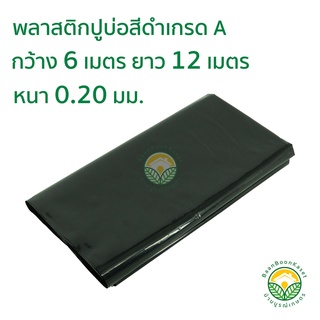 พลาสติกปูบ่อ PE หนา 0.20มม ขนาด กว้าง 6 เมตร ยาว 12 เมตร สีดำ