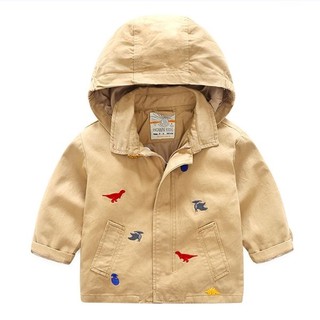 Jacket มีฮู้ด Embroidery Dinosaurs สีน้ำตาล