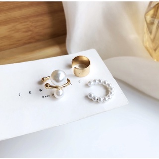 พร้อมส่ง - 1221 เซต Earcuff 3ชิ้น งานมุก สไตล์คุณหนู