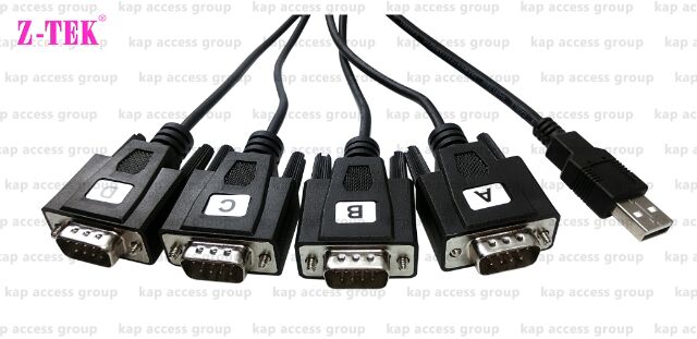 สาย USB to RS232 4Port 9 pin USB 2.0 serial db9 ตัวผู้ *4 Z-TEK (1.5เมตร) ZE552A รองรับ Win11