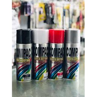 สีสเปรย์อะครีลิค (สีดำด้าน 4 กระป๋อง ) 100% 400cc  สีสเปรย์ COMPAC สีกระป๋อง สีดำ Compac Acrylic Aerosol Spray