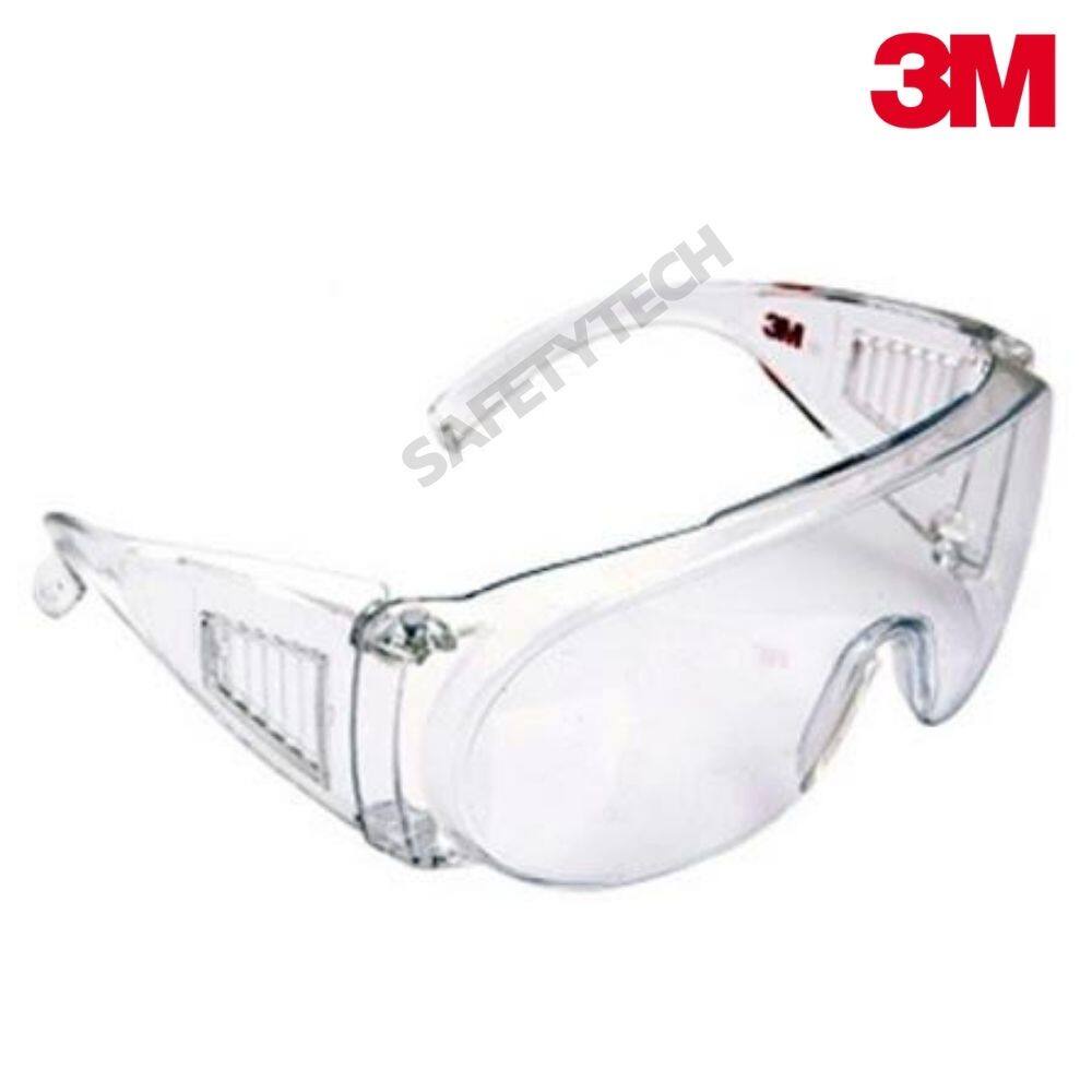 แว่นตานิรภัย แว่นตาเซฟตี้3M แว่นตาsafety goggle guard กันสะเก็ด กันฝุ่น กันลม แบบใส สามารถสวมทับแว่นสายตาได้ รุ่น 1611 เ