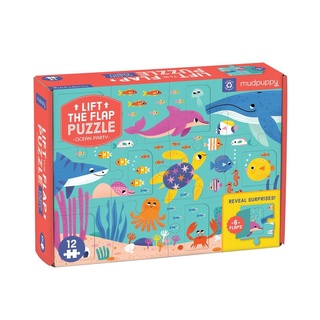 MudpuppyOcean Party Lift-the-Flap Puzzle จิ๊กซอว์จ๊ะเอ๋ของน้องเล็ก (2ขวบ+)ชิ้นใหญ่จัมโบ้