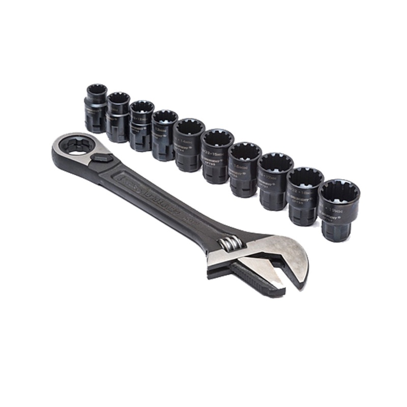 MAKITA B-65458 : 3 IN 1 ประแจเลื่อน+ชุดลูกบล๊อก x11 ชิ้น