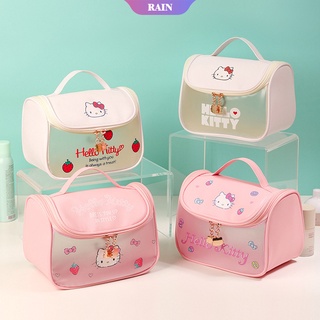 SANRIO กระเป๋าเครื่องสําอาง แบบโปร่งแสง ขนาดใหญ่ จุของได้เยอะ ลายการ์ตูน Hello Kitty แบบพกพา สําหรับผู้หญิง [RAIN]