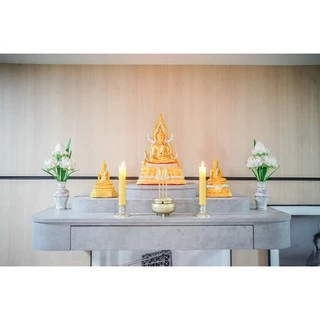 หิ้งพระติดผนัง สไตล์โมเดิร์น Size L สำหรับพระ 3 องค์ วัสดุบิ้วอิน
