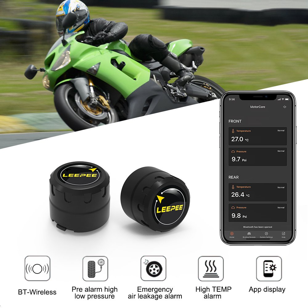 Bluetooth Motorcycle TPMS Sensors Tire Pressure Monitoring System Dirt ...