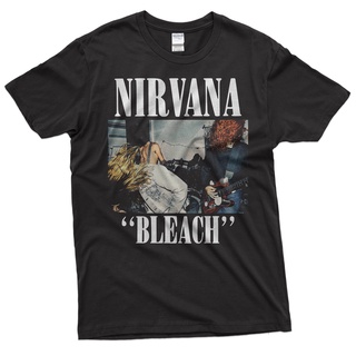 เสื้อยืดคอกลมพร้อมส่ง เสื้อเชิ้ตสตรีท พิมพ์ลายวงร็อค Nirvana Bleach สีดํา คุณภาพสูงS-4XL