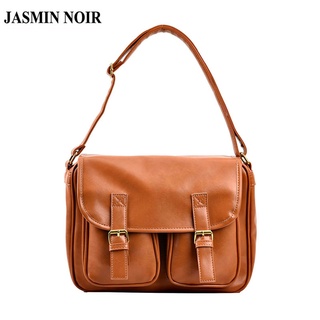 Jasmin NOIR กระเป๋าถือ กระเป๋าสะพายไหล่ สะพายข้าง หนัง PU มีตัวล็อก สไตล์เรโทร สําหรับสตรี