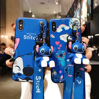 เคสโทรศัพท์มือถือ ลาย Stitch น่ารัก พร้อมตุ๊กตา และสายคล้องสั้น สําหรับ OPPO A96 4G A15 A15s A16 4G A55 5G A56 A94 4G A53s 5G A93 A5 A3S A12E A7 A5S A12 A9 2020 A5 2020