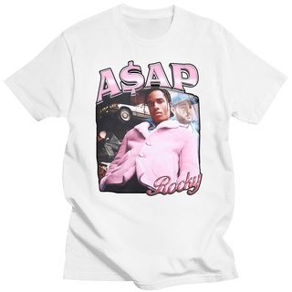 เสื้อยืดผู้ Asap เสื้อยืดแขนสั้นลําลอง ผ้าฝ้าย 100% พิมพ์ลายกราฟฟิค Rocky Portrait ทรงหลวม สไตล์ฮิปฮอป สําหรับคู่รัก LHZ