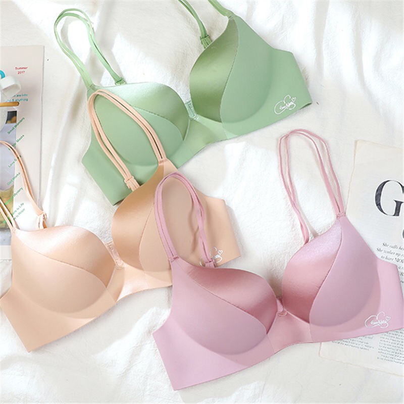การจับคู่สีไม่มีรอยต่อเยาวชนสาวไร้สาย Bra Comfort Soft Push Up ชุดชั้นในสตรี 3/4 ถ้วยชุดชั้นในสุภาพสตรี Bralette