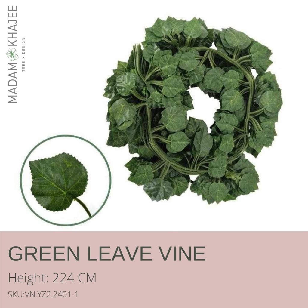 Green Leave Vine เถาวัลย์ปลอม ไม้เลื้อย เถาวัลย์ ใบไม้ปลอม ใบไม้ประดิษฐ์ แต่งสวนแต่งบ้าน ราคาถูก(ราคาต่อ1เส้น)