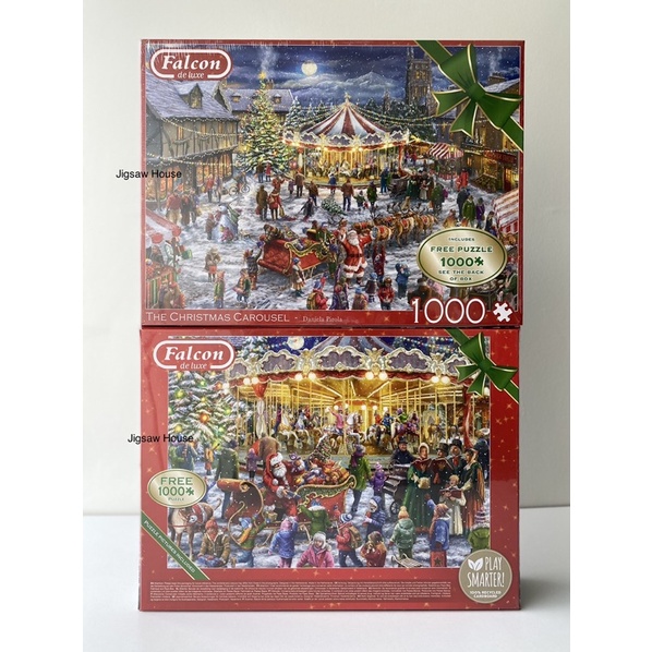 พร้อมส่ง-จิ๊กซอว์ 1แถม1 The Christmas Carousel 🎠 แบรนด์ Falcon jigsaw puzzle 1000 ชิ้น