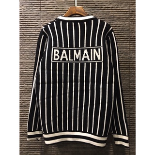 เสื้อกันหนาวแขนยาว BALMAIN VERTICAL -STRIPE SWEATER SHIRT  งานunisex สั่งตามขนาด Size M / L / XL