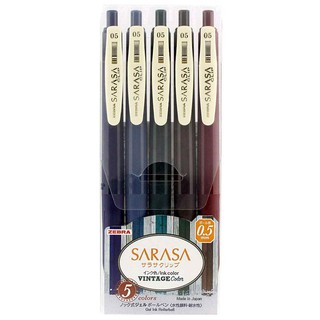 Zebra SARASA CLIP สีVintage 5สี เขียนลื่นสุด สีสวยมากๆแนววินเทจ