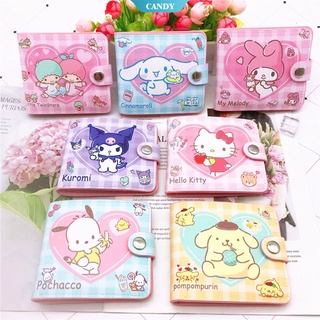 Kawaii Kuromi Cinnamoroll My Melody กระเป๋าสตางค์หนัง ลายการ์ตูนอนิเมะ Sanrio พับได้ สองด้าน สําหรับผู้หญิง [CAN]