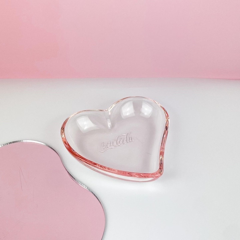 จานหัวใจ coca-cola (japan) | pink heart shaped glass plate