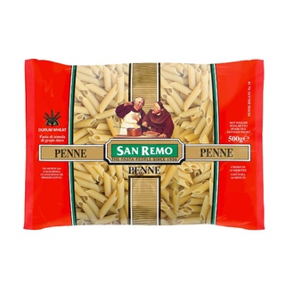 San Remo Penne Pasta 500g.อาหารเครื่องดื่ม  วัตถุดิบ  เส้นพาสต้า เพนเน่