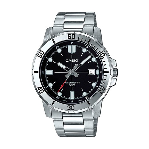 Casio นาฬิกาข้อมือผู้ชาย สายสแตนเลส สีเงิน รุ่น MTP-VD01D-1EVUDF, MTP-VD01D-1E, MTP-VD01D