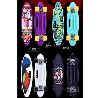 สเก็ตบอร์ดเพนนี่ penny Board Motif บอร์ดปลา ล้อกระพริบ ขนาด22นิ้ว มีด้ามจับเด็กและผู้ใหญ่ มี4ลาย