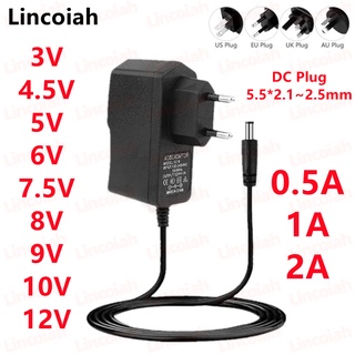 อะแดปเตอร์สวิตช์พาวเวอร์ซัพพลาย AC 100V-240V DC 3V 4.5V 5V 6V 7.5V 8V 9V 10V 12V 500mA 1A 2A 1000mA 5.5 มม. x 2.1 มม. ปลั๊ก US